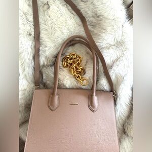 NEW FLORIAN LONDON Tan Shoulder Bag with Gold Hardware and Structured Design